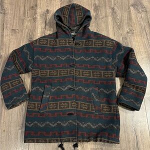 Vintage Braetan Wool Blend Aztec Western Print Hooded Women’s Jacket size Med